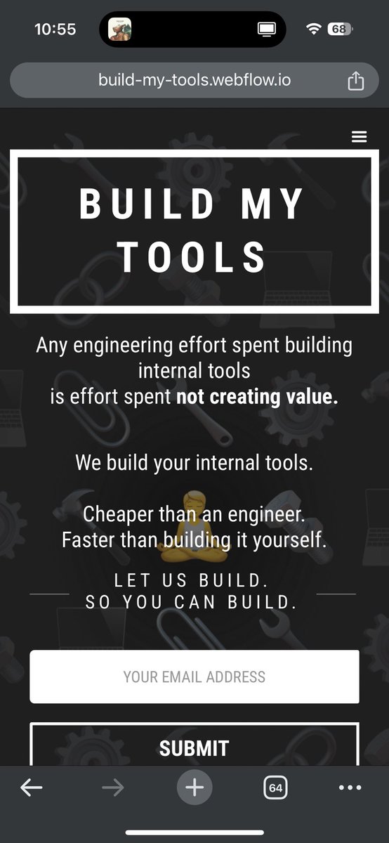 V3 of landing page

Scrapped everything &amp; went for clearer copy - will see what I think in the AM but feels clearer

build-my-tools.webflow.io