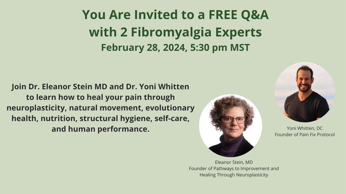 fsn_canada's tweet photo. FREE ONE HOUR Q&amp;A SESSION ON FIBROMYALGIA
with Dr. Eleanor Stein &amp; Dr. Yoni Witten
Wed, Feb 28 ~ 7:30pm ET ~ On Zoom
Click on this link for more information and to register:
https://t.co/mJvS9PFfql https://t.co/FiR6shKujI