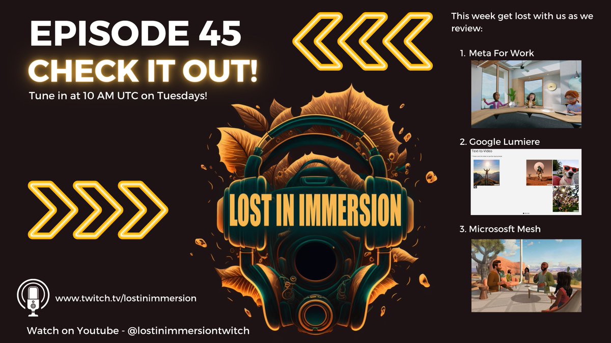 GimbalCube's tweet image. Lost In Immersion Ep. #45!
💼 Meta For Work - Is Meta finding its position as the open alternative to Apple?
🤝 Microsoft Mesh is now globally available through Microsoft Teams!
👉 bit.ly/4bwjrts #MetaforWork #GoogleLumiere #MicrosoftMesh
