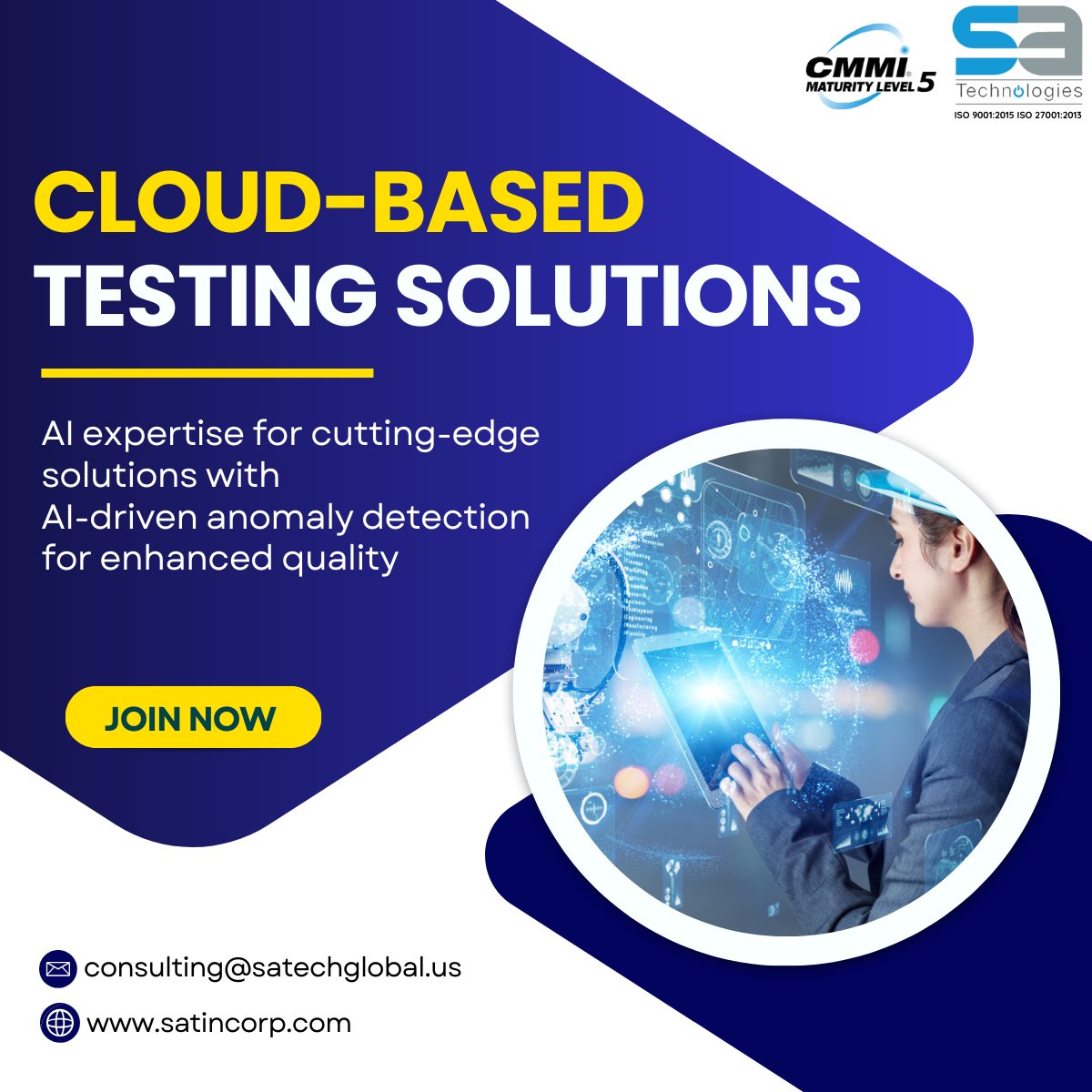 SatechGlobal's tweet image. Harness the power of the cloud for unparalleled testing efficiency and innovation.
contact us: consulting@satechglobal.us
visit us: satincorp.com/qa-automation/
#cloudtesting #qasolutions #cloudinnovation #scalabletesting #satincorp #satechnologies