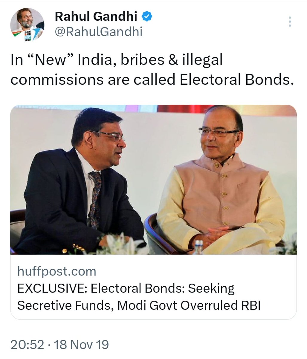 AkshaySinghBis6's tweet photo. @BhavikaKapoor5 RAGA had revealed the secret of Modi's theft and manipulation of this Electrol Bond long ago.
#चौकीदार_ही_चोर_है #electrol https://t.co/GCUscFz2Gw