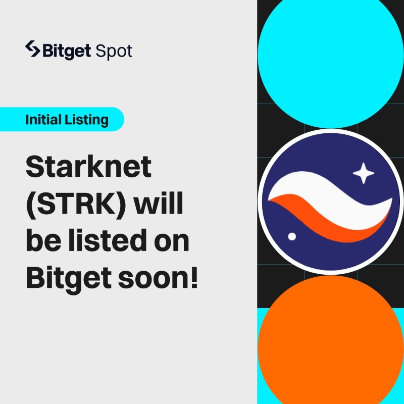 bitget's tweet photo. 💥 Initial Listing @Starknet

#Bitget will list $STRK/USDT soon. Deposit starts on Feb 19, 6:00 UTC.

🎁 A total $100 #giveaway for 10 members
✅ Follow, RT &amp; tag 3 friends!