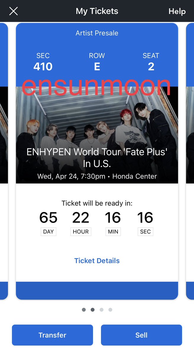ensunmoon's tweet photo. wts !!!
ENHYPEN TICKETS for fate plus in anaheim at honda center
section 410 row e seats 1 and 2 $159.50 each
plz get these off my hands 🙏🙏🤍
#wts #FATE_PLUS #FATE_TOUR #ENHYPEN #엔하이픈 #FATE_IN_ANAHEIM #FATEPLUS_IN_US https://t.co/1BeGpLfc15