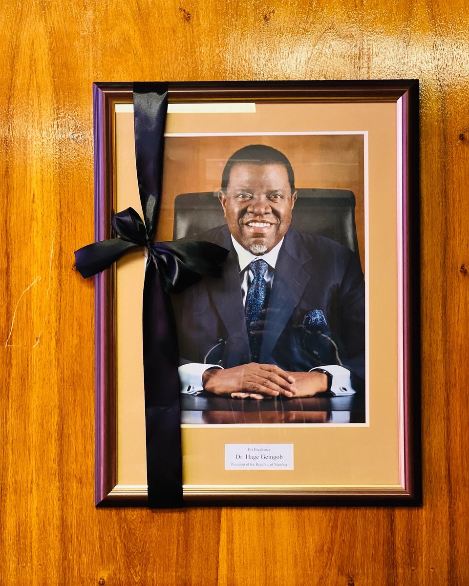 RESPECT - As announced by the Government Spokesperson, Hon. Emma Theofelus, this is how the official portrait of the late President H.E. Dr. Hage G. Geingob will be displayed in all offices accompanied by a black ribbon.