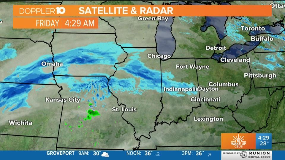 AngelaAn10TV's tweet photo. A #WeatherAlert to start your Friday.... dropping temps and snow coming in to central Ohio by this afternoon.  @MadisonRykeWx  has your hour by hour forecast now on #wakeupcbus.
#10TV
@10TV https://t.co/ikV7fF6jLj