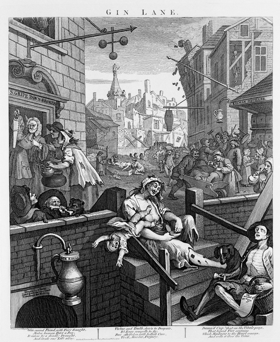 ExploreWellcome's tweet photo. Step back in time to 18th century London with William Hogarth's infamous 'Gin Lane'. The artist takes us to the slums of St Giles (near Covent Garden), where gin became the drink of choice for the poorest of society. But what led to this craze? https://t.co/Hsb73b4jXI