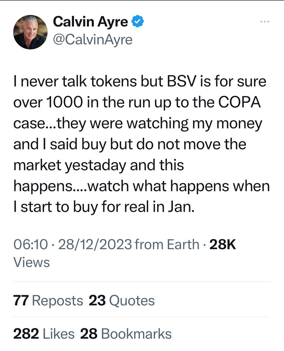HappyStopLoss's tweet photo. @Bitcrash4 This is the person who should buy BSV. Calvin Ayle should buy BSV soon and get it to $1000. https://t.co/706xHdEFkQ