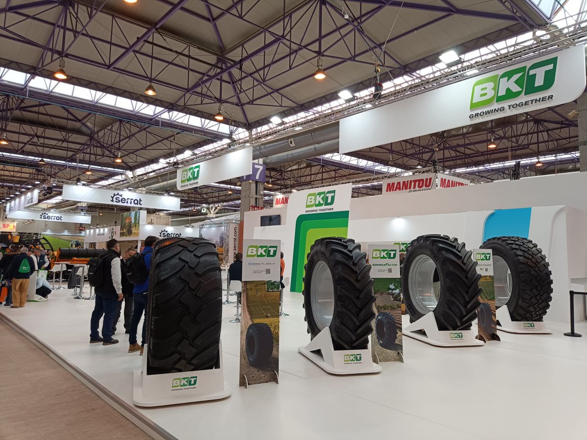 San José Neumáticos exhibe en @fima_agricola los mejores neumáticos BKT para la agricultura, en Pabellón 7 Stand B 10/14 #SJosePneus #AgrimaxVFlecto #AgrimaxFactor #RideMax @BKTtires