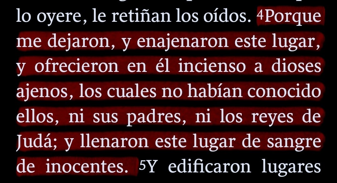 La rebeldía termina en idolatría, como consecuencia la sangre de inocentes es derramada. ¿Quién es responsable de esta sangre? No abandones a Dios, no te apartes de su verdad. #Jeremías19 #PrimeroDios #rpsp