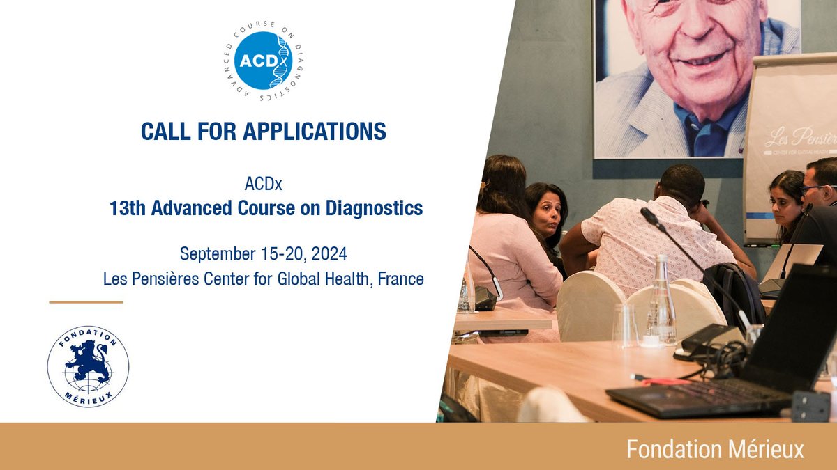 Fondation Mérieux (@merieuxfdn) on Twitter photo 📝Call for applications #ACDx
Will you be part of the 2024 group of the Advanced Course on Diagnostics, co-organized with <a href="/LSHTM/">London School of Hygiene & Tropical Medicine</a>?
Apply before April 30, 2024 👇
fondation-merieux.org/en/events/13th…
📍@lespensieres
🗓️ September 15-20, 2024 📝Call for applications #ACDx
Will you be part of the 2024 group of the Advanced Course on Diagnostics, co-organized with <a href="/LSHTM/">London School of Hygiene & Tropical Medicine</a>?
Apply before April 30, 2024 👇
fondation-merieux.org/en/events/13th…
📍@lespensieres
🗓️ September 15-20, 2024