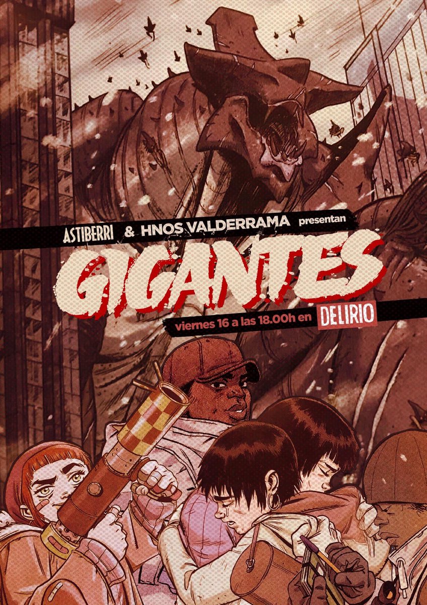 16-2-2024, a las 18h, en <a href="/delirioenlaweb/">Delirio</a>:
Los Hermanos Valderrama (#j_valderrama <a href="/Valderrama_CP/">Carlos P. Valderrama</a> <a href="/Valderrama_Mig/">Miguel Valderrama</a>) presentan y firman sus dos números de GIGANTES, publicados por <a href="/Astiberri/">Astiberri Ediciones</a> 

#j_delirio