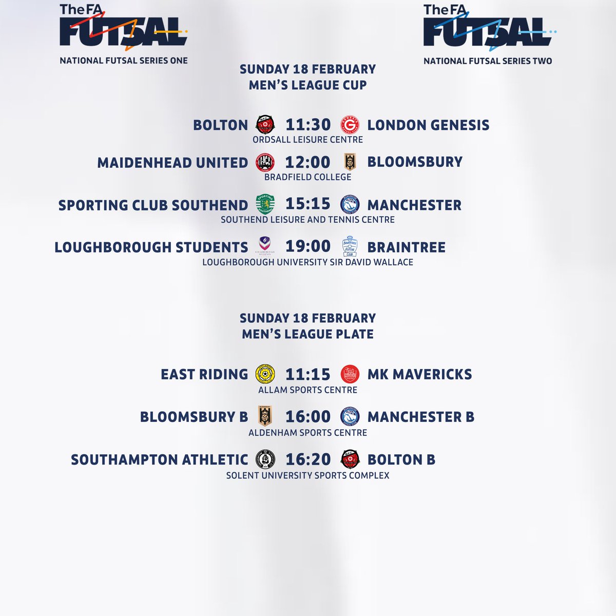 FIXTURES! 🙌

We have Women’s Super Series and NFS League Cup ties to get your teeth into this weekend!