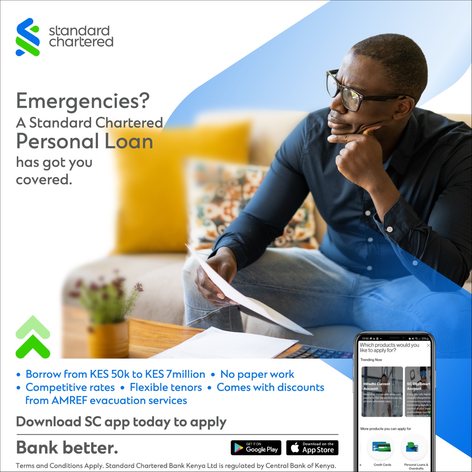 Standard Chartered X Emergencies A Standard Chartered Personal Loan has got you covered. Apply directly on the SC Mobile app. Borrow from KES 50K to KES 7 million. https t xvG30ABUbY X