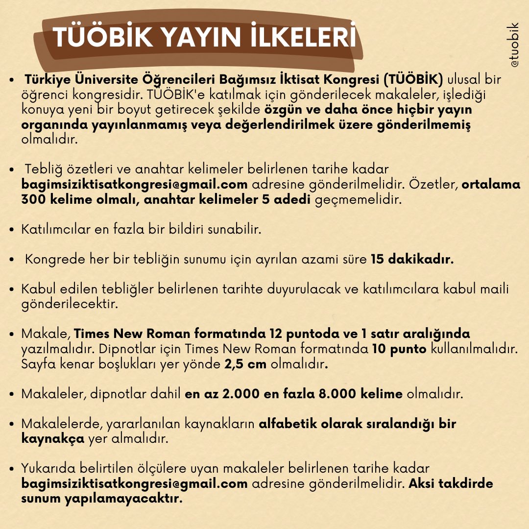 •TÜÖBİK Yayın İlkeleri•