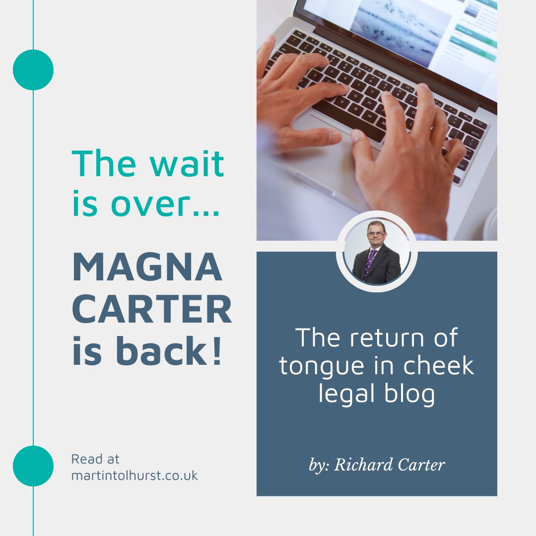 MartinTolhurst1's tweet photo. The wait is over! Richard Carter is back with a new #MagnaCarter blog post that will make you laugh and feel good. Head to our #blog now and enjoy the ride. https://t.co/COOZpdQHAA https://t.co/pc1RbGbnvd