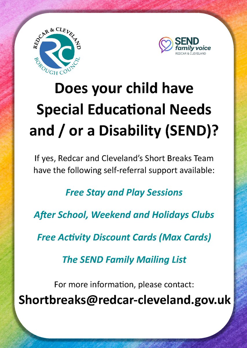 Self-referral short breaks support.  Short Breaks services are available to R&C children and young people with additional support needs and or disabilities, they don’t need a diagnosis or to be open to social care to access.
