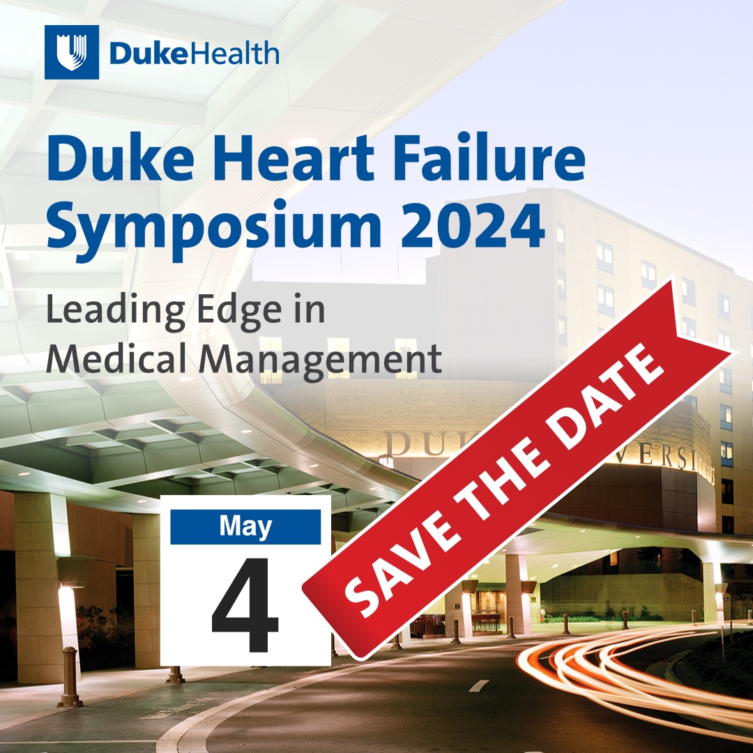 🚨On May 4, 2024 we will have our Annual Duke Heart Failure Symposium. ➡️In Person, in Durham. ➡️Program is forth coming with amazing speakers and topics. @DukeHeartCenter @RobertMentz @richa_agarwalMD @Steph_BarnesNP @KSharmaMD @MoonlightingDoc