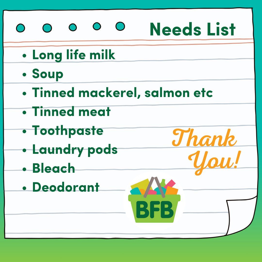 BassetlawB's tweet photo. 🖊 Our new Needs List is: 🖊
- Long life milk
- Soup
- Tinned mackerel, salmon etc
- Tinned meat
- Toothpaste
- Laundry pods
- Bleach
- Deodorant
Thank you as always to everyone who donates or shares our posts!
#bassetlawfoodbank #foodbank #bassetlaw #needslist #shortageslist https://t.co/uCzpxc5Bhg