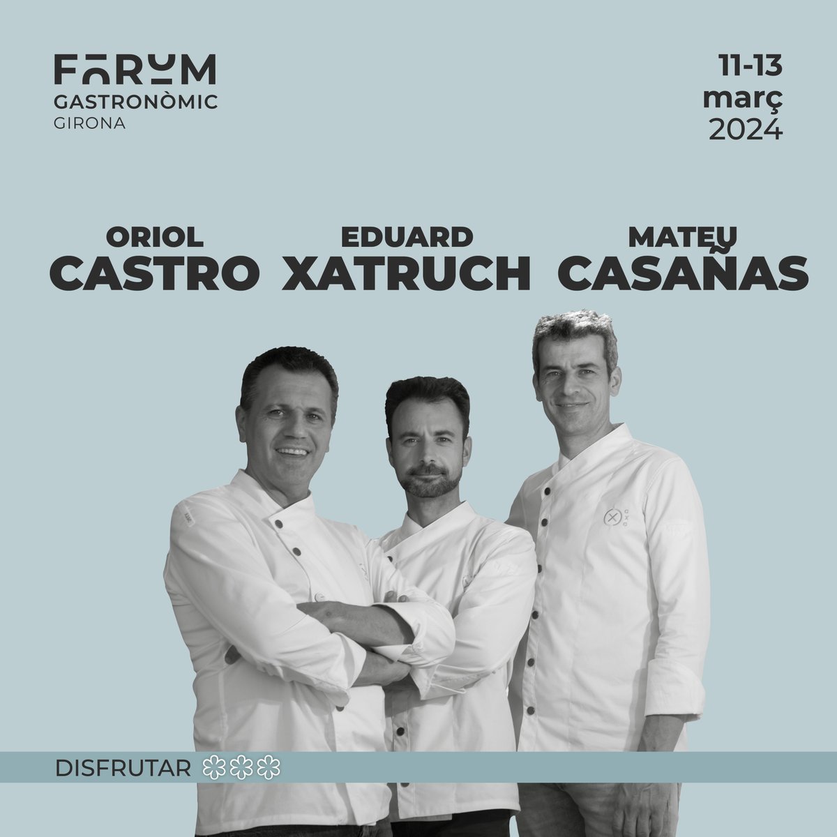 💥Oriol Castro, Mateu Casañas i Eduard Xatruch (<a href="/DisfrutarBCN/">Disfrutar Barcelona</a>, Barcelona) (***) seran els encarregats de tancar el #forumgirona!