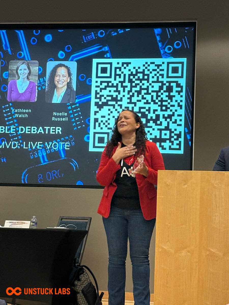 unstucklabs's tweet photo. Last week Unstuck Labs attended the TechDuels Augmented Intelligence vs Artificial Intelligence (AI) debate at the Arlington George Mason campus. Shoutout to @NoelleRussell_ for winning the "most valuable debater" award!
#AI #womenintech #debate #TechDuels #Unstucklabs https://t.co/LwFpds9S3q