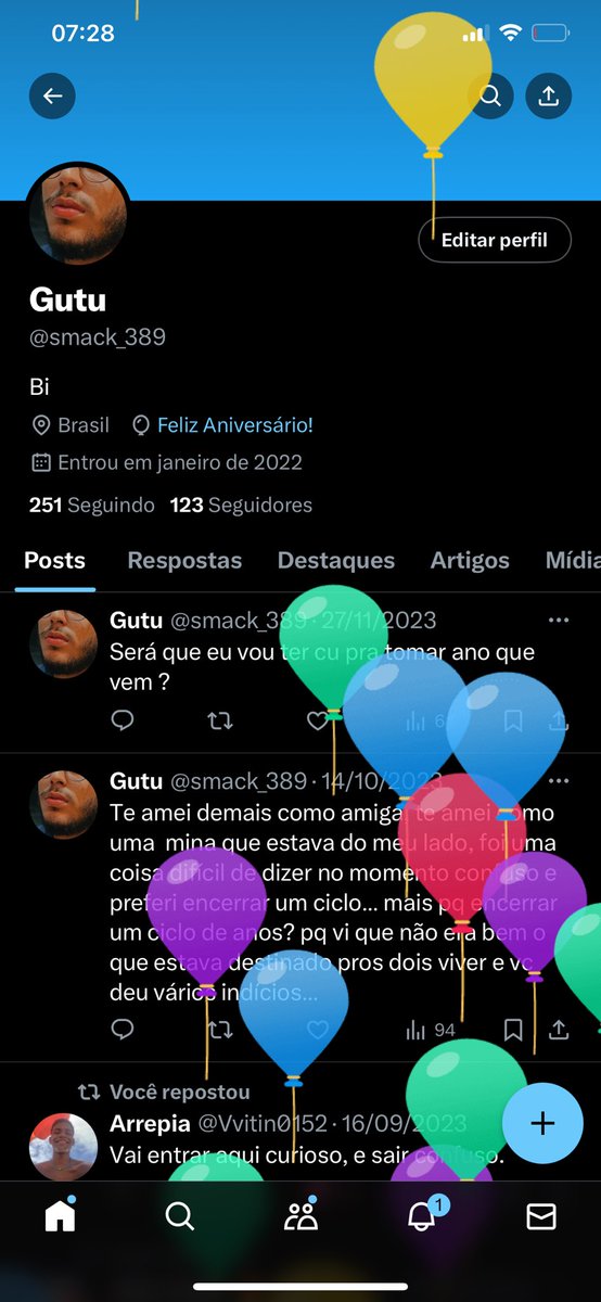 smack_389's tweet photo. Por aqui os balões já subiram avisando que fiquei mas venho ksksksks… https://t.co/roJQ3Ts3Xp