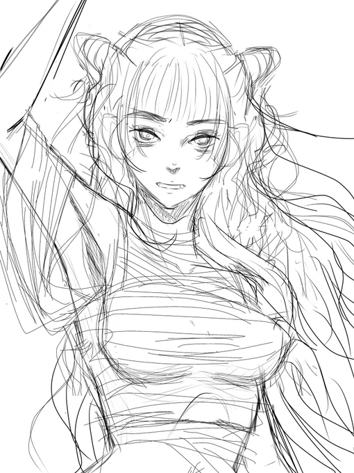 ラフごちゃごちゃ
私がボディライン描くの好きだってばれました…ラフだとつい手が癖に向かっていく… 