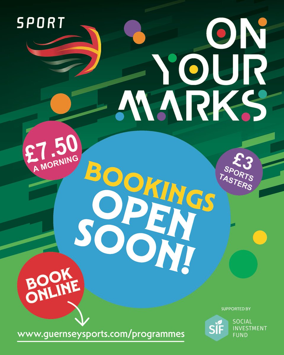On Your Marks - REMINDER! Our booking forms for our 'On Your Marks' Easter Half-Term activities will be released next Monday 19th February @ 5PM! These will be added to our website here: guernseysports.com/programmes/on-… Get the date in your diary! ⚽️🎾🏓🏀