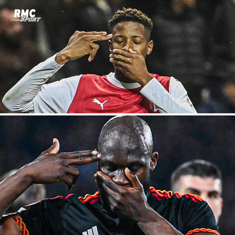 RMCsport's tweet photo. 🇨🇩 Romelu Lukaku et Simon Banza ont effectué un geste en guise de soutien au peuple congolais appelant à "stopper le génocide" au moment de célébrer.