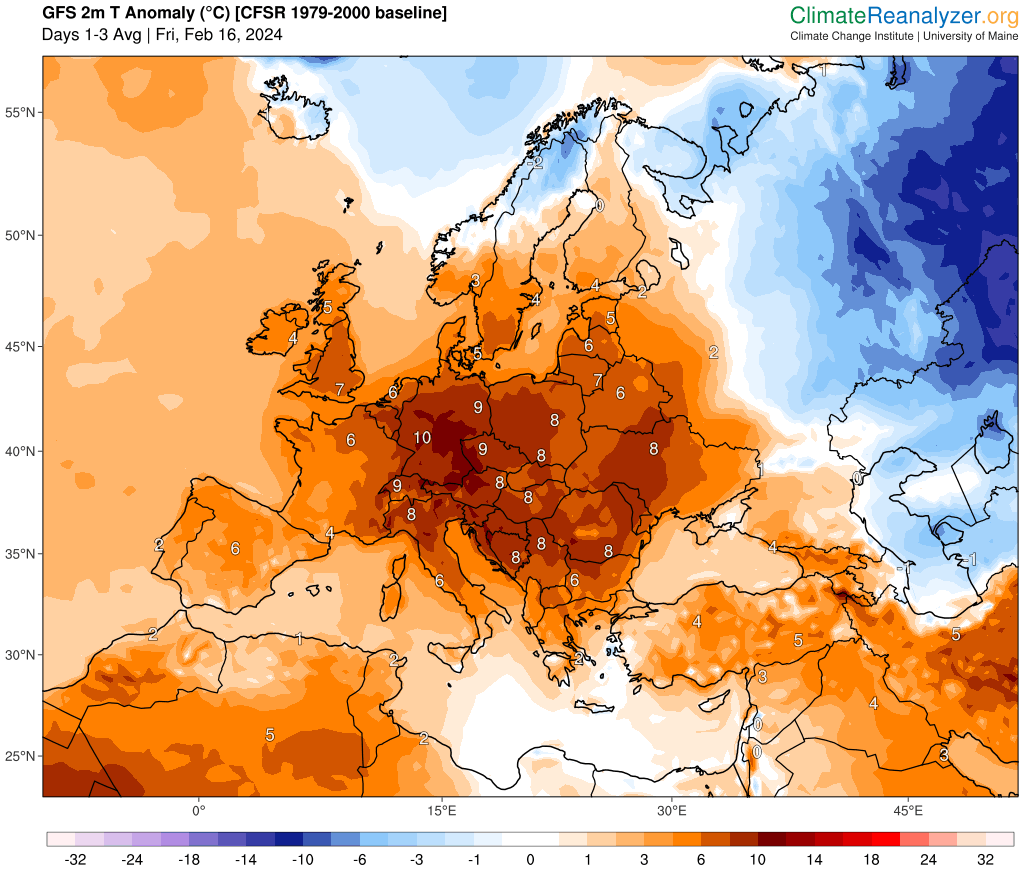 meteonewsSA's tweet photo. Les #températures sont toujours extrêmement #douces pour la saison ce vendredi en Suisse. À plus large échelle, presque l'entier de l'Europe centrale affichera des anomalies positives comprises entre 8 et 10° ces trois prochains jours. (Image https://t.co/5pAfH7mpeD) - nb https://t.co/NvgjULrlq0