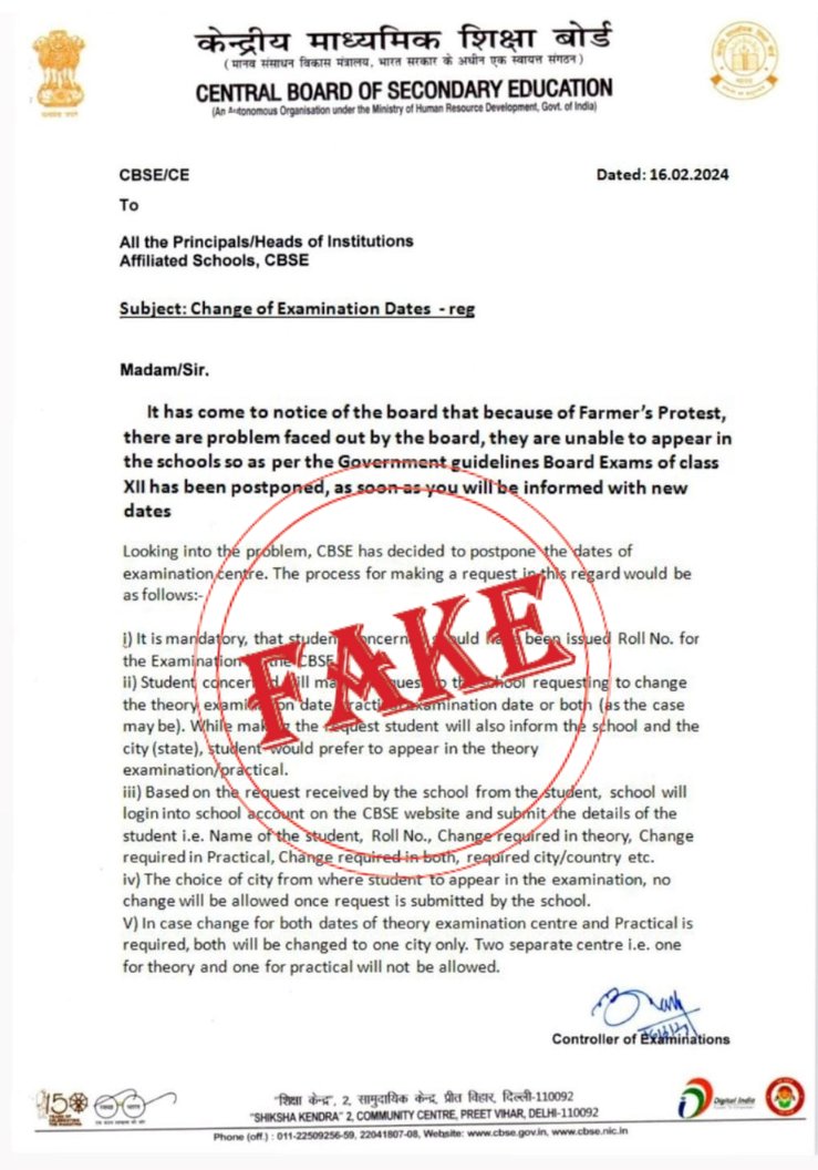 #CBSE FACT CHECK! Beware! The following letter under circulation is FAKE and misleading. The board has not taken any such decision.