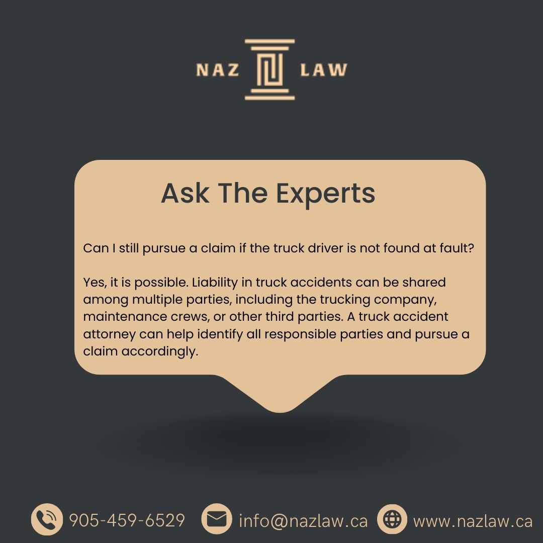 nazlaw23's tweet photo. Curious about pursuing a claim after a truck accident, even if the driver isn't at fault? Absolutely! In truck accidents, responsibility can be shared among various parties like the trucking company or maintenance crews. 
Tel No:- 905-459-6529
Website:- https://t.co/0BCyc1A2jt https://t.co/I4AV6KLkIB
