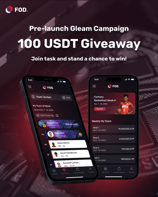 FODHQ's tweet photo. 🔥100 USDT Prize Pool Gleam Campaign now LIVE!

🏆WIN from a 100 USDT Prize Pool by completing various fun tasks here ➡️ https://t.co/m3g4vAs1Uw   

⏰Campaign will end 28th Feb 23:59 HKT. 

It's Game Time!🏀 

#FODfantasy #cryptogiveaway #gleam #Web3 #Gaming https://t.co/uqvl6PVxE2