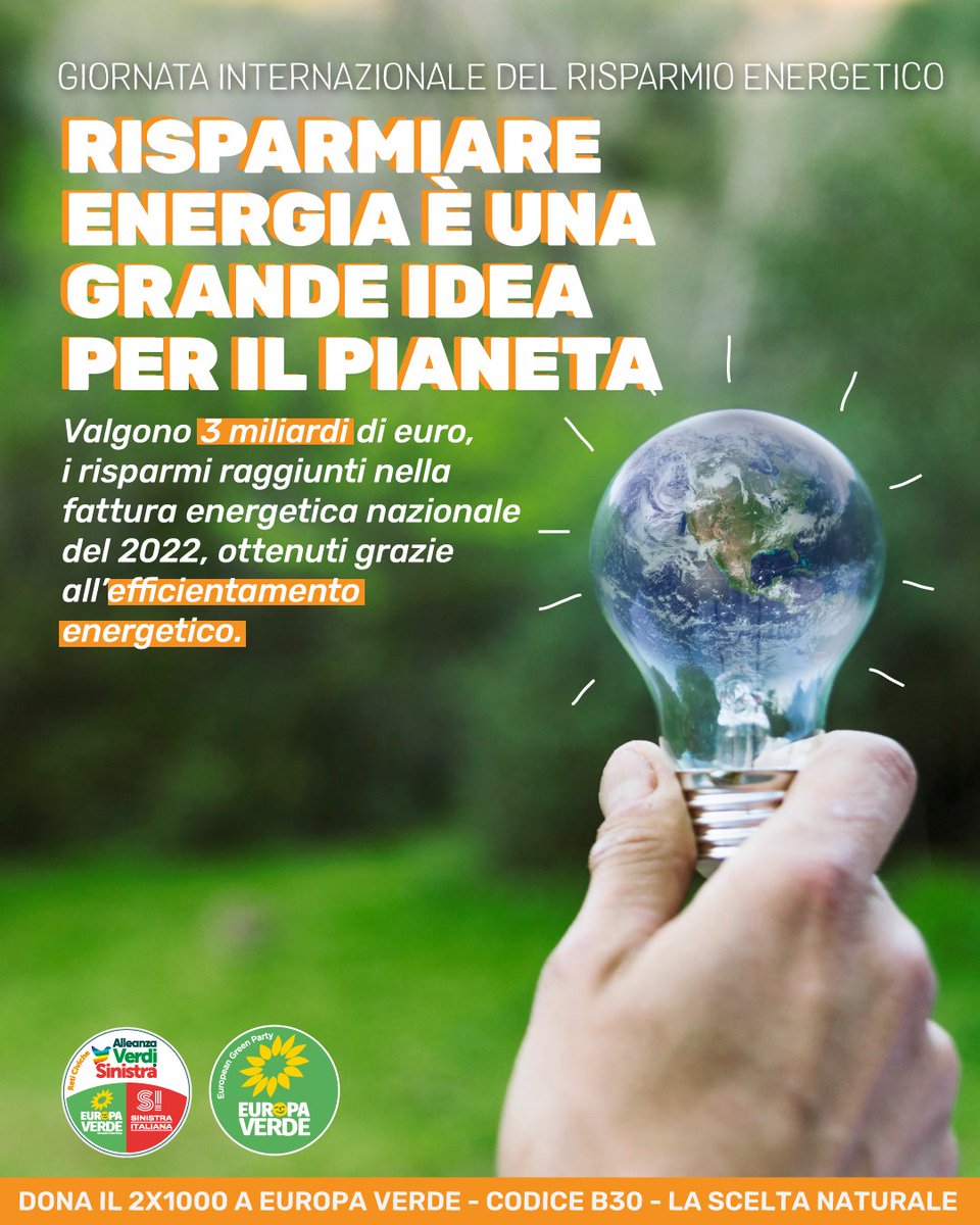 Nella Giornata del #RisparmioEnergetico, ricordiamo che l'#efficienzaenergetica è la strada maestra verso un futuro più #sostenibile, dove il benessere del pianeta va di pari passo con quello delle nostre economie domestiche.

#milluminodimeno #16febbraio