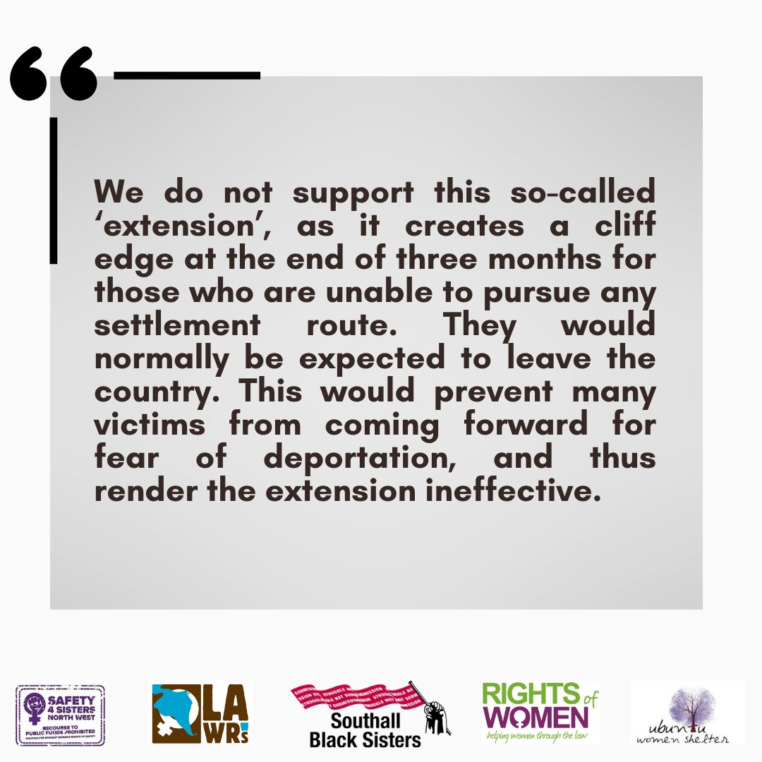 SBSisters's tweet photo. 🚨 BREAKING: Harmful changes to support provisions for migrant victims of abuse.

Short term support has been extended to partners of work &amp; student visa holders with NRPF but is unaccompanied by the right to apply for settlement.

We oppose these changes: https://t.co/ghGr2iQvVt https://t.co/65XIjDKmH1