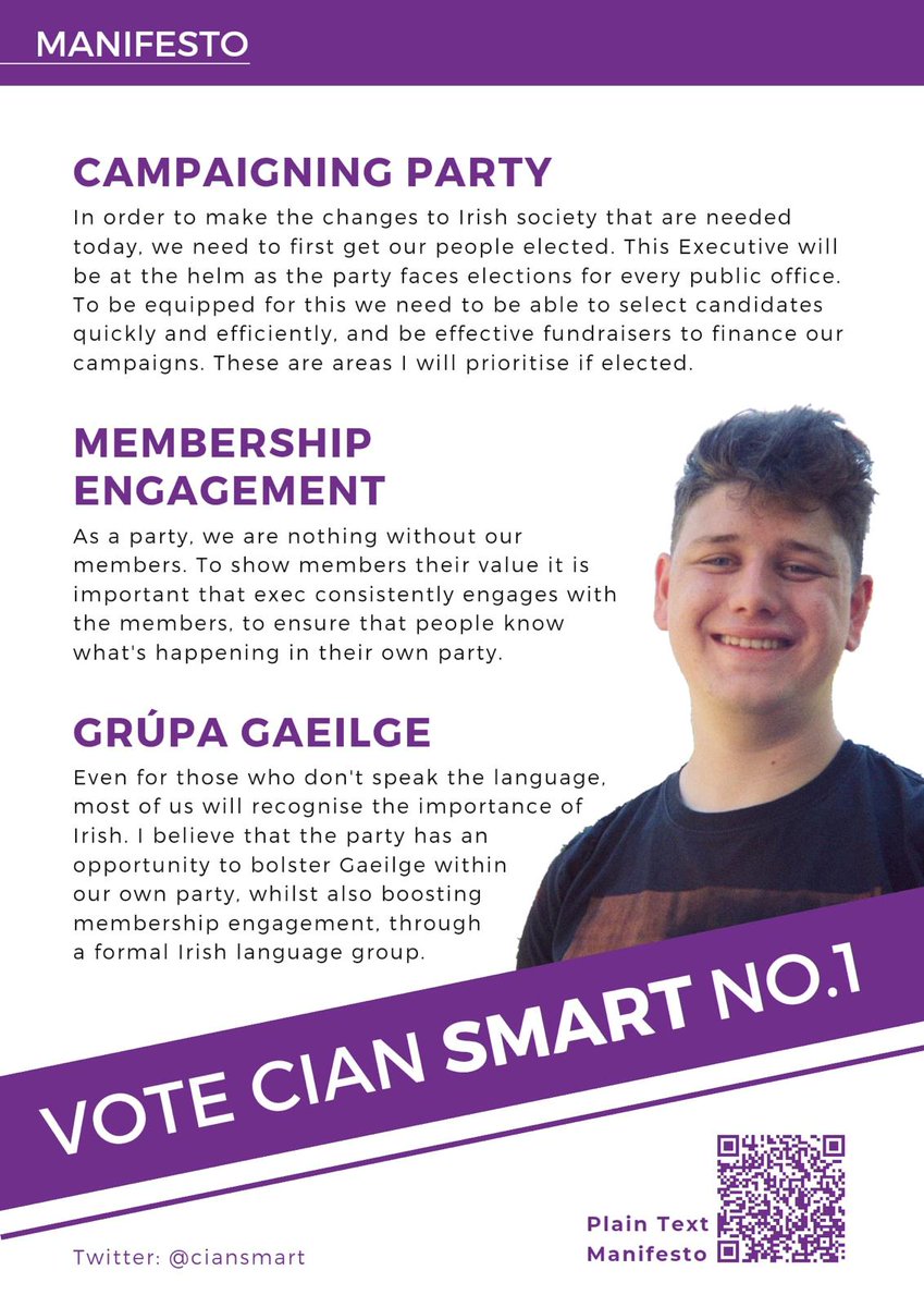 If your still looking for a home for your #SocDems24 Executive Committee vote, may I strongly recommend my good friend and local @SocDemsFingal comrade Cian Smart for your Number 1 or highest possible preference #VoteSmart