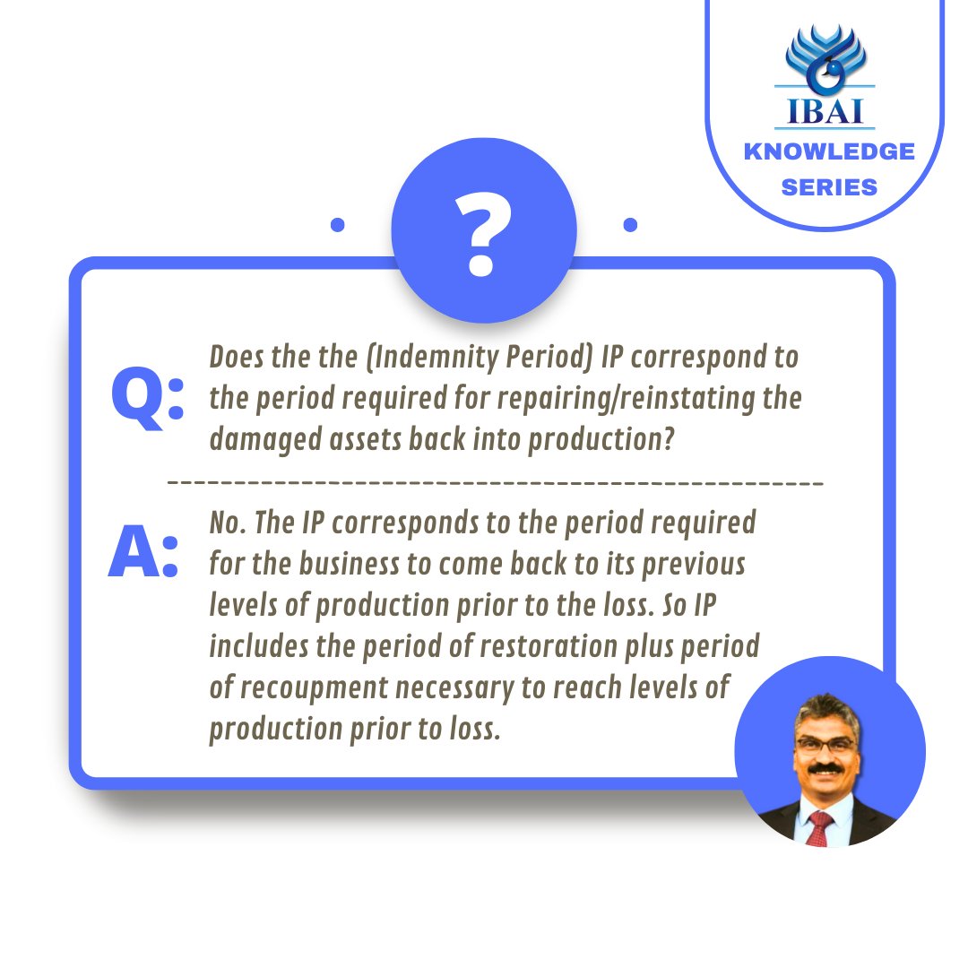 Unlock the answers in our Knowledge Series from IBAI! Ever wondered if the (Indemnity Period) IP aligns with the duration needed to repair/reinstate damaged assets for production?

#InsuranceKnowledge #LOPPolicy #FirePolicy #IBAI #InsuranceQA #InsuranceEducation