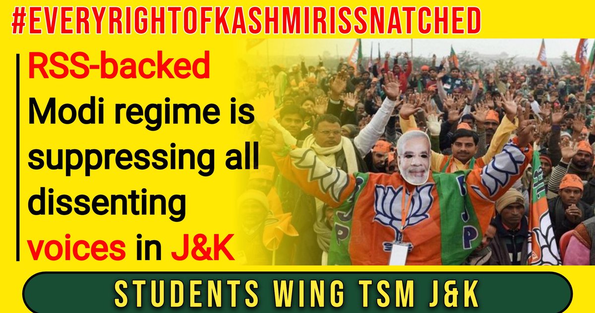 arshidawan101's tweet photo. #EveryRightOfKashmirisSnatched
•Modi regime has snatched every right including right to live of the Kashmiris
    •Kashmiris’ lives, dignity &amp; freedom are at the mercy of brutal Indian troops
   •HR violations in IIOJK have reached alarming proportions since Art 370 revocation https://t.co/RcoDE79Rc5
