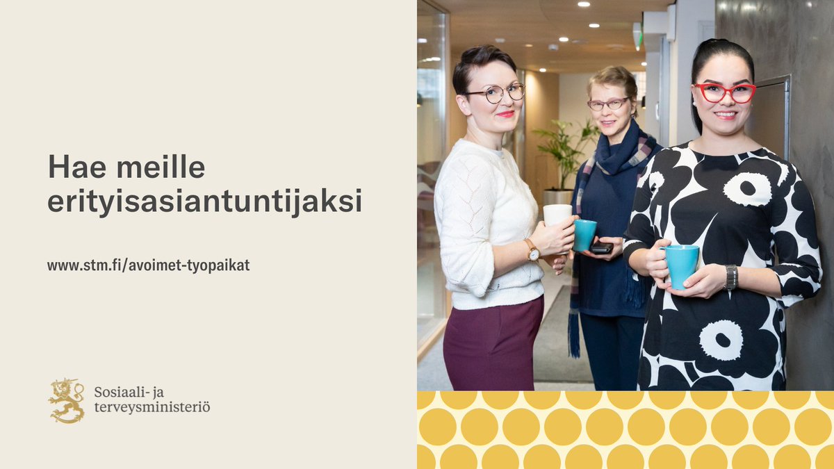 Haluatko tehdä työtä, joka vaikuttaa ihmisten arkeen ja elämään?
Tule meille erityisasiantuntijaksi!

Työsi liittyy terveydenhuollon palveluihin ja terveydenhuollon menetelmien arviointiin.

valtiolle.fi/fi/tyopaikat/e…

#rekry #työnhaku #työpaikat #AvoimetTyöpaikat #ValtiollaTöissä