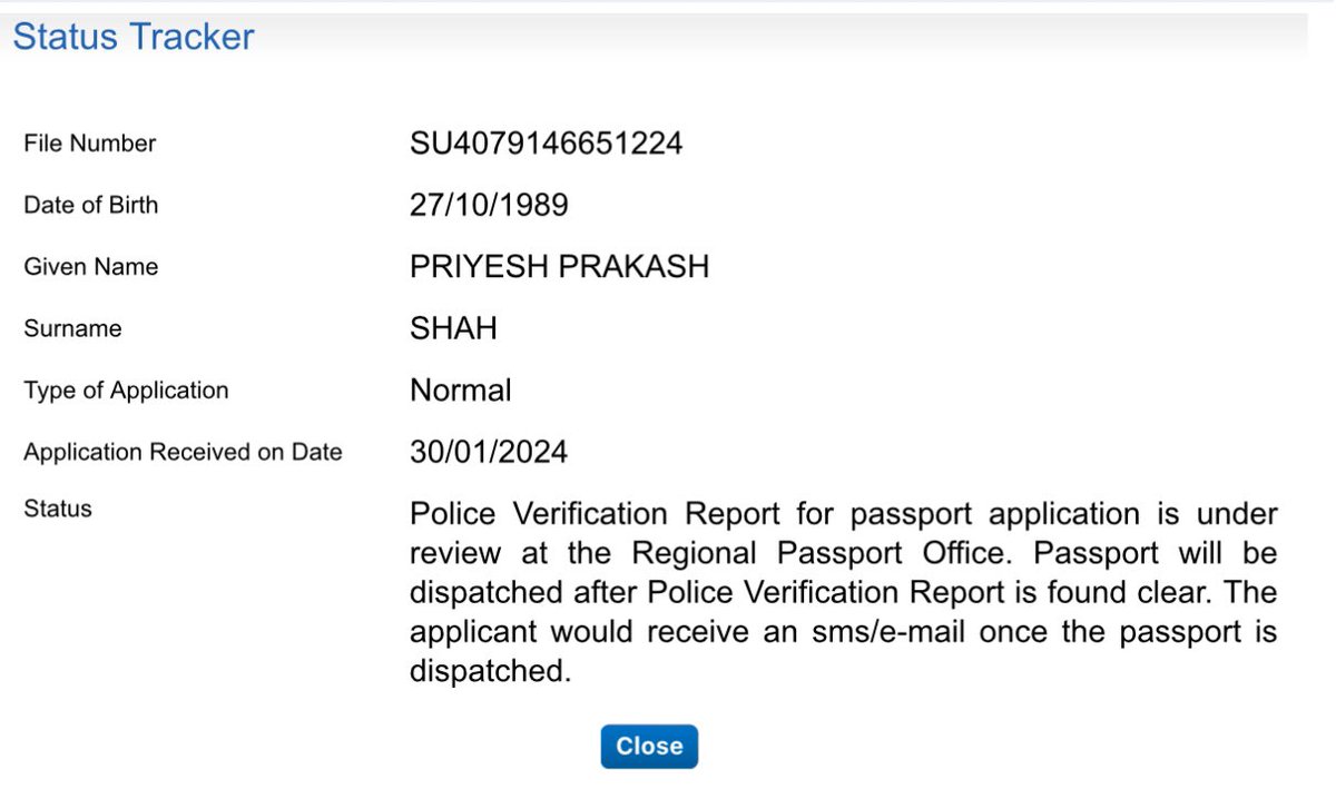 My passport application in stuck with the same status since last 10 days and unable to contact RPO Surat
Please help <a href="/passportsevamea/">PassportSeva Support</a> <a href="/MEAIndia/">Randhir Jaiswal</a> <a href="/rposurat/">RPO Surat</a>
App No.: SU4079146651224