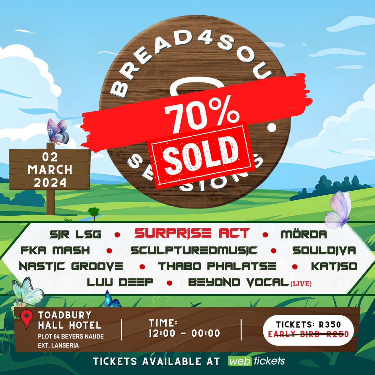 SirLSG_SA's tweet photo. Two weeks to go, we’re 70% In. Thanks to everyone who bought a ticket. If you’re still thinking about it, don’t wait too long 😜

#Bread4Soul #Bread4SoulSessions #HouseMusic https://t.co/ODoiyYSkXq