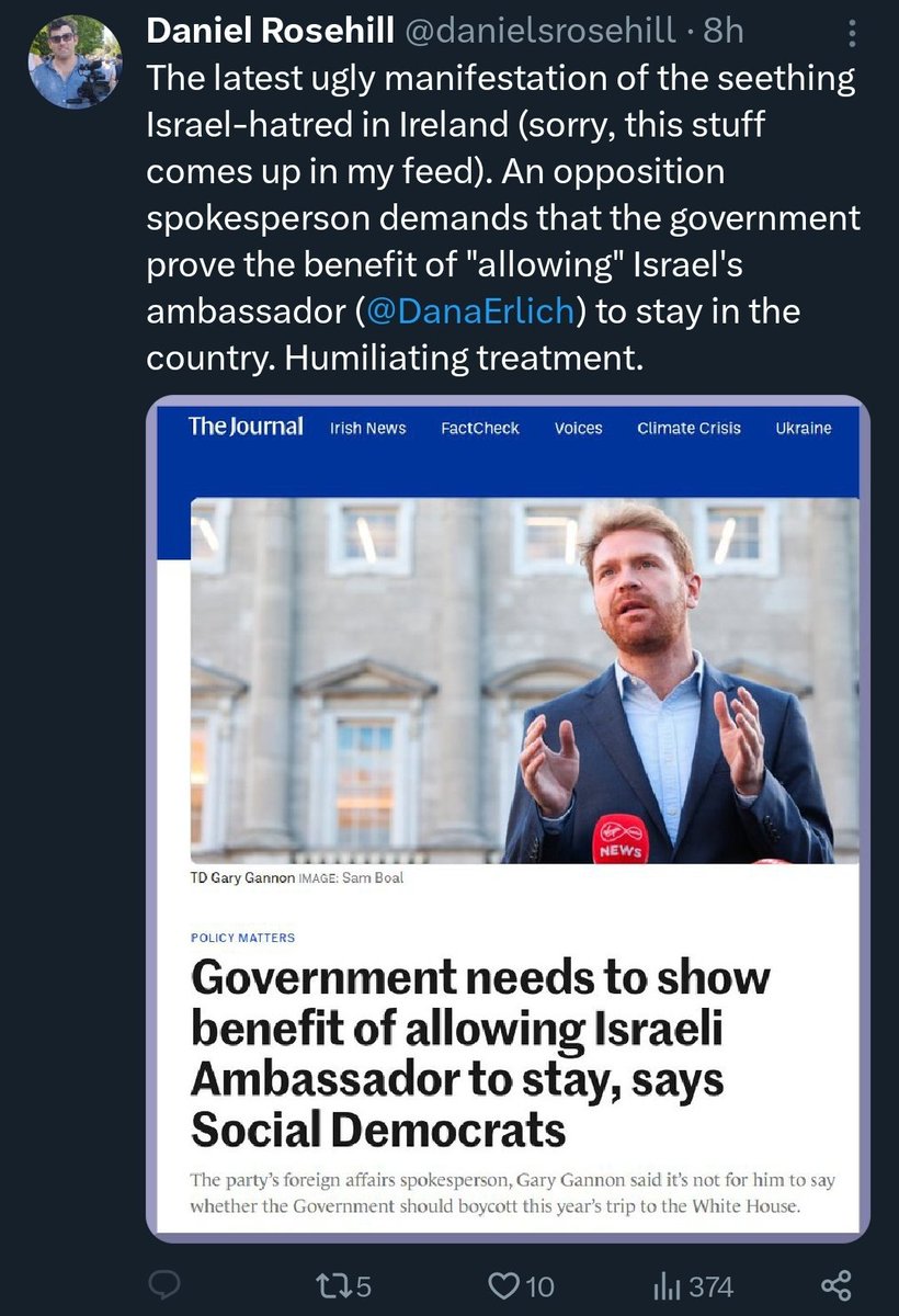 This govshite claims to be a journalist in Israel who happens to get this in his feed, but his timeliness is almost exclusively bashing Ireland and replies turned off. So I assume he is a bot?  Do his tweets go out worldwide or is he just spreading his racism in Ireland.
