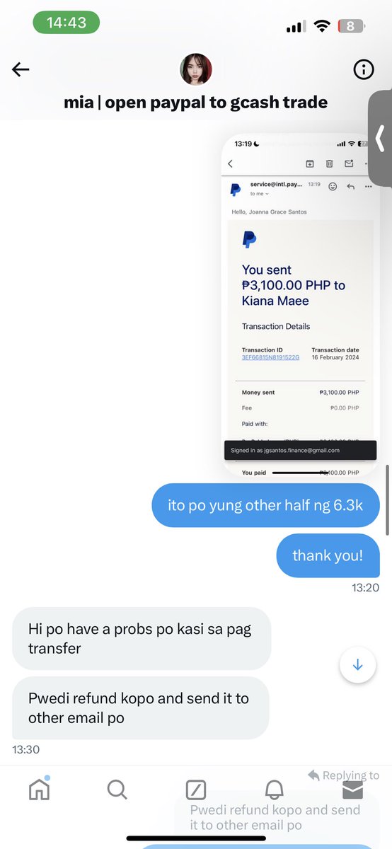 jingcolls's tweet photo. una, nagtransfer ako ng 3,200 and then 3,100 for it to go through. nag push naman, pero sabi niya nagkaissue raw siya so ibabalik sakin then ililipat ko sa isa pang accout niya. sana pala hindi ko na pinush through kasi narefund naman. https://t.co/1BOS5Q13IW