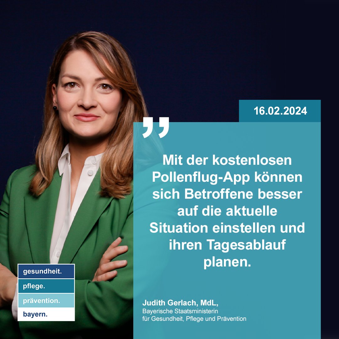 Gesundheitsministerin Gerlach: Für Allergikerinnen und Allergiker gibt es Bayerns kostenlose Pollenflug-App – Derzeit sind in vielen Regionen des Freistaats Hasel- und Erlenpollen in der Luft. stmgp.bayern.de/presse/gesundh… #ePin #Pollenflug #PollenflugApp