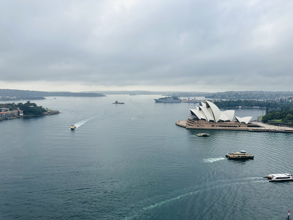The (poor vis but very muggy) view from Sydney Harbour Bridge today whilst on a site visit.