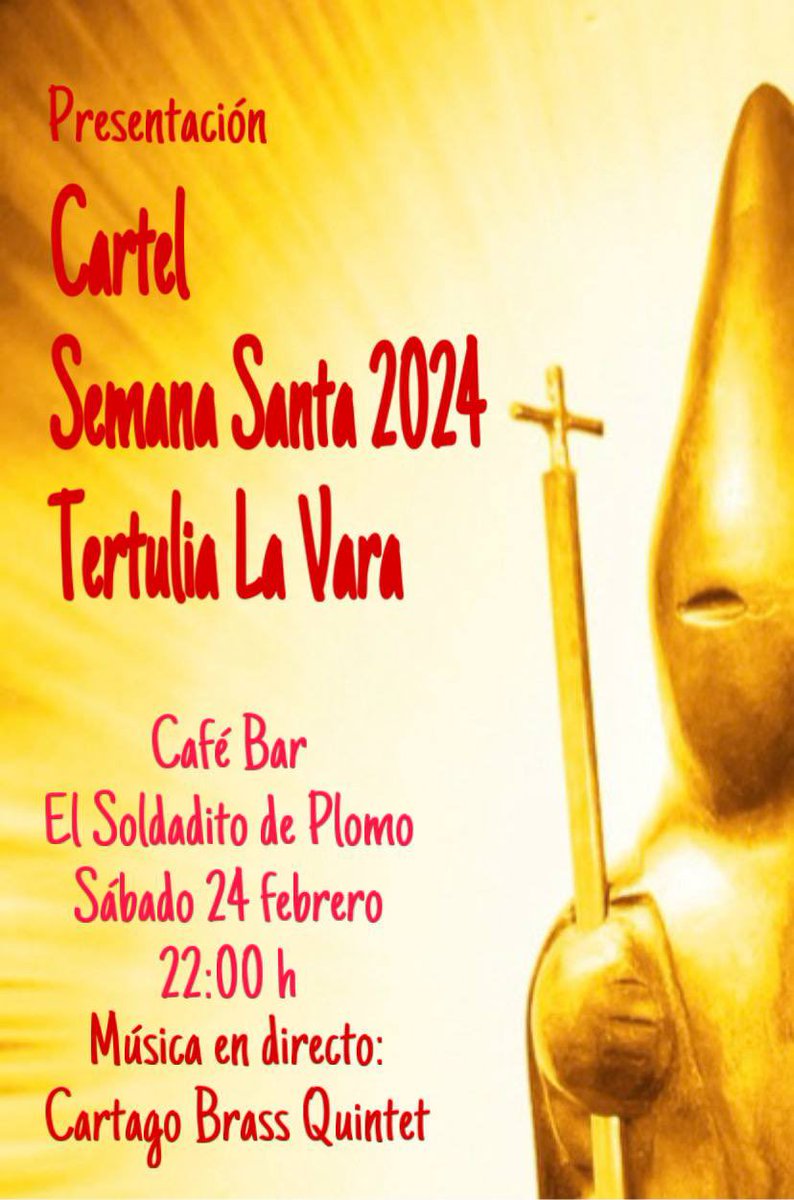 📣ATENCIÓN: LA ASOCIACIÓN TERTULIA LA VARA PRESENTA SU PROPIO CARTEL DE LA SEMANA SANTA DE CARTAGENA 2024!📣

#semanasantacartagena #semanasantacartagena2024 #semanasanta #cartelsemanasanta  #cartagenadelevante