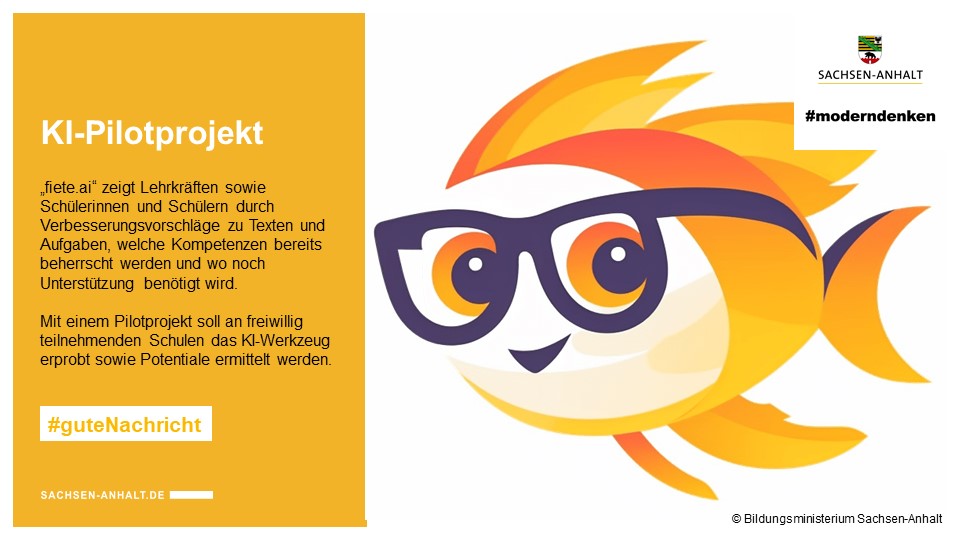 Sachsen-Anhalt (@sachsenanhalt) on Twitter photo #SachsenAnhalt übernimmt Vorreiterrolle bei weiteren #KI-Werkzeug für Schulen. „fiete.ai“ soll auf Basis von GPT-4 Lehrkräften, Schülerinnen & Schülern bei textbasierten Aufgaben unterstützen. ▶️ t1p.de/fieteLSA #moderndenken #guteNachricht <a href="/MBSachsenAnhalt/">Ministerium für Bildung des Landes Sachsen-Anhalt</a> #SachsenAnhalt übernimmt Vorreiterrolle bei weiteren #KI-Werkzeug für Schulen. „fiete.ai“ soll auf Basis von GPT-4 Lehrkräften, Schülerinnen & Schülern bei textbasierten Aufgaben unterstützen. ▶️ t1p.de/fieteLSA #moderndenken #guteNachricht <a href="/MBSachsenAnhalt/">Ministerium für Bildung des Landes Sachsen-Anhalt</a>