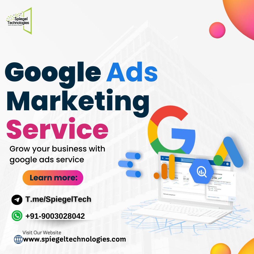 📢💻 Google Ads Marketing Service: Boost Your Online Visibility! Elevate your online presence with our Google Ads Marketing Service.
Website -lnkd.in/dkGcngfx
Email us -info@spiegeltechnologies.com
#GoogleAdsMarketing  #ppcservices #ppcexpert #digitalagency #ppcstrategy