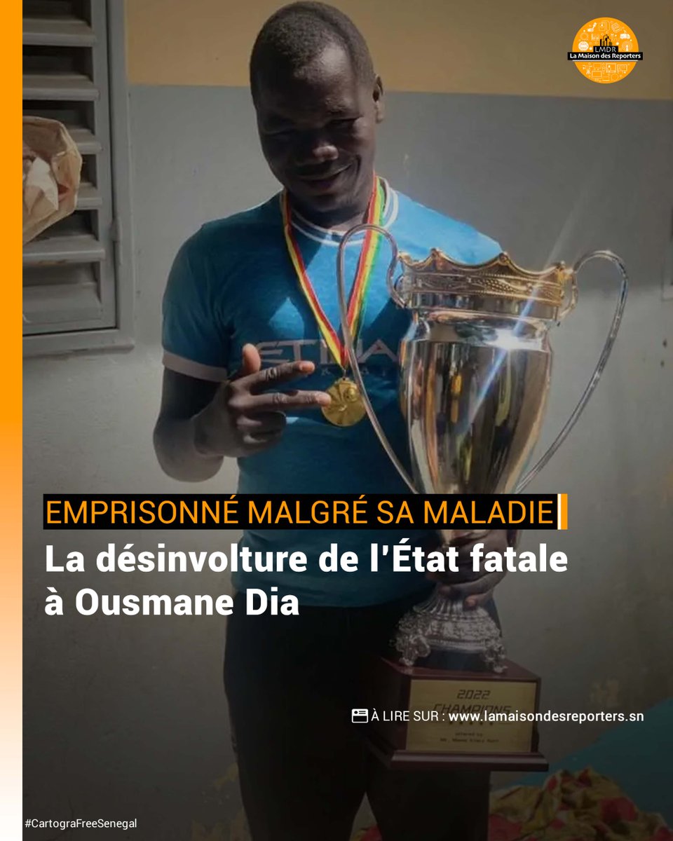 Les Unes d’aujourd’hui auraient-elles permis à Ousmane Dia, vendeur de journaux, de décupler ses recettes ?
A Nguékhokh, on ne le saura jamais. Ousmane est décédé en détention à la suite d’une chaine de négligences fatale à l'épileptique de 25 ans
A lire⬇️
lamaisondesreporters.sn/la-desinvoltur…