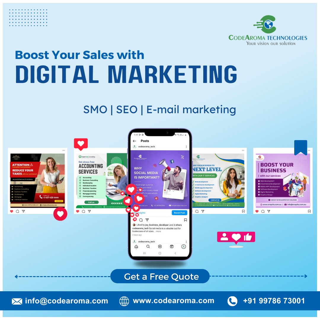 CodeAroma's tweet image. Feeling lost in the ever-changing digital world?🫨 We're your one-stop shop.

▪️ Social media optimization
▪️ Search engine optimization
▪️ E-mail marketing

🌐 codearoma.com
📲 087800 36714

#ahmedabad #TheTraitorsUS #TNAiMPACT #JSFamilyVacation #TakingDownTrump