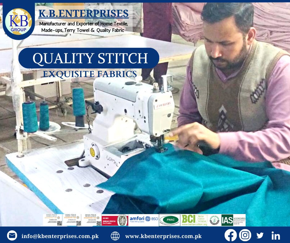 KBEnterprises2's tweet photo. Experience the exceptional quality of our expert craftsmanship and top-quality stitching. Our dedicated team takes pride in ensuring that every product is crafted with precision and care.

#Kbenterprises #kbgroup #QualityStitching  #hometextile #textile #b2bleads #b2bmarketing https://t.co/wl7tkgvO7G